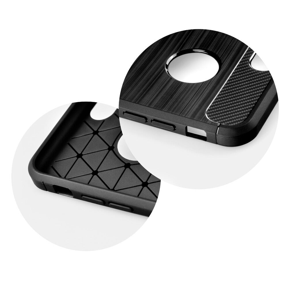 Противоударен Силиконов Калъф за Samsung S21 FE, Forcell Carbon Case, Черен (5)