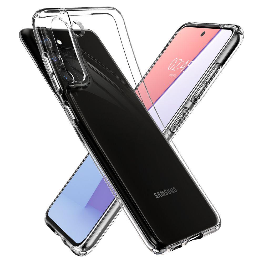 Противоударен Силиконов Калъф за Samsung S21 FE, Spigen Liquid Crystal Case, Прозрачен (2)