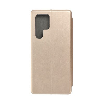 Кожен Калъф за Samsung S22 Ultra, Forcell Elegance Book Case, Златист (2)