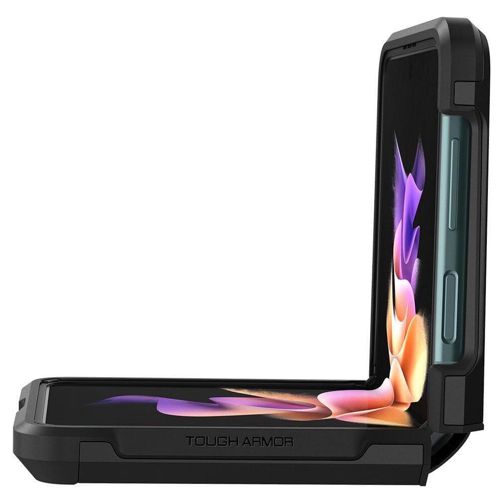 Противоударен Калъф за Samsung Z Flip 3, Spigen Tough Armor Case, Черен (5)