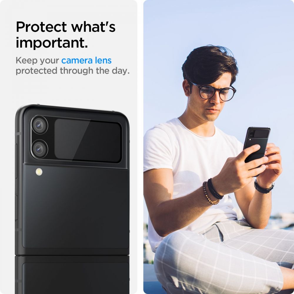 Външен Протектор и Фолио за Пантата на Samsung Z Flip 3, Spigen Optic Glass 2бр., Прозрачен (3)
