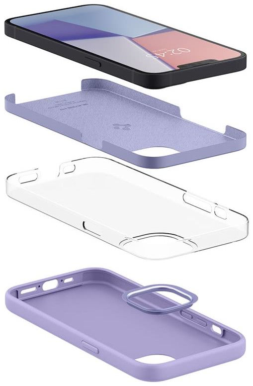 Матов Силиконов Калъф за iPhone 13, Spigen Silicone Fit Case, Лилав (4)