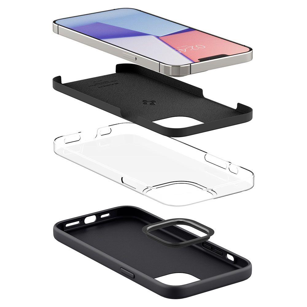 Матов Силиконов Калъф за iPhone 13 Pro, Spigen Silicone Fit Case, Черен (6)