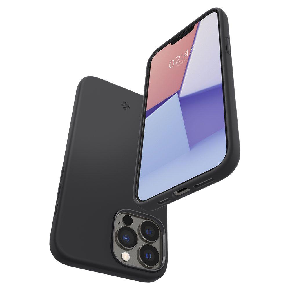 Матов Силиконов Калъф за iPhone 13 Pro, Spigen Silicone Fit Case, Черен (5)
