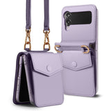 Кожен Калъф с Джоб за Samsung Z Flip 3, Ringke Folio Signature Case, Лилав