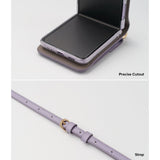 Кожен Калъф с Джоб за Samsung Z Flip 3, Ringke Folio Signature Case, Лилав (5)