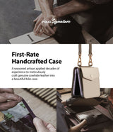 Кожен Калъф с Джоб за Samsung Z Flip 3, Ringke Folio Signature Case, Бежов (7)