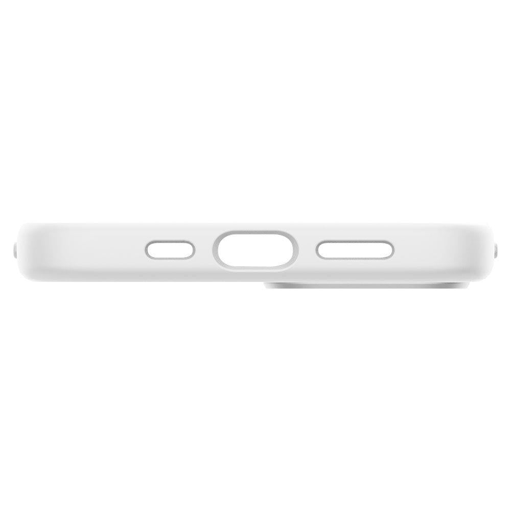 Матов Силиконов Калъф за iPhone 13, Spigen Silicone Fit Case, Бял (7)