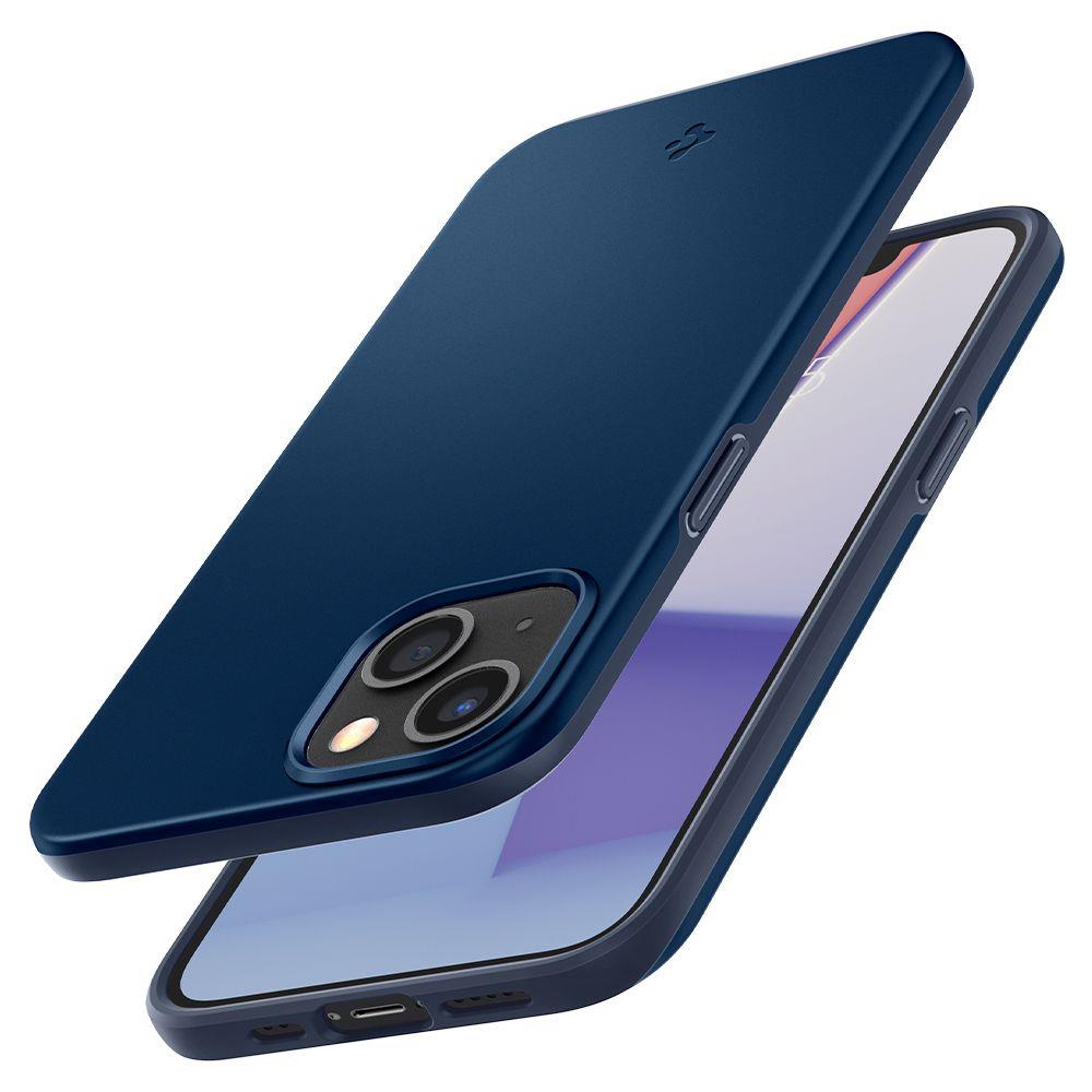 Противоударен Калъф за iPhone 13, Spigen Thin Fit Case, Син (6)