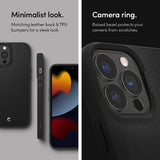 Кожен Калъф за iPhone 13 Pro Max, Spigen Cyrill Leather Brick Case, Черен (3)