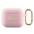 Луксозен Калъф за Apple Airpods 3, Guess Silicone Case, Розов