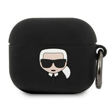 Луксозен Калъф за Apple Airpods 3, Karl Lagerfeld Silicone Iconic Case, Черен