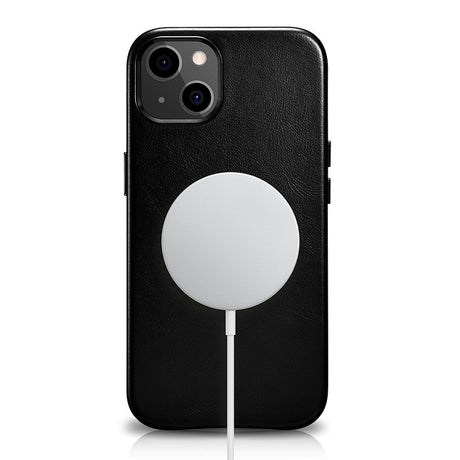 Magsafe Калъф от Естествена Кожа за iPhone 13 Mini, iCarer Leather Case, Черен (4)
