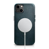 Magsafe Калъф от Естествена Кожа за iPhone 13 Mini, iCarer Leather Case, Син (5)