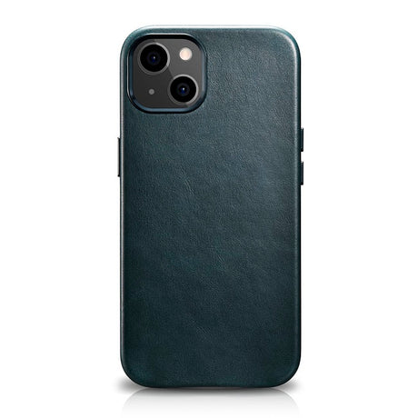 Magsafe Калъф от Естествена Кожа за iPhone 13 Mini, iCarer Leather Case, Син (4)