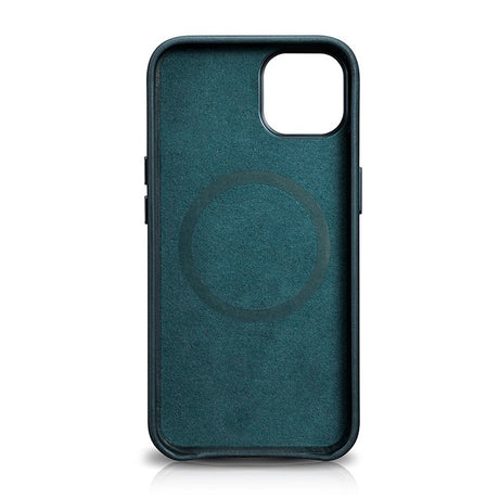 Magsafe Калъф от Естествена Кожа за iPhone 13 Mini, iCarer Leather Case, Син (2)