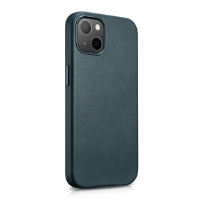 Magsafe Калъф от Естествена Кожа за iPhone 13, iCarer Leather Case, Син