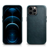 Magsafe Калъф от Естествена Кожа за iPhone 13 Pro, iCarer Leather Case, Син (4)