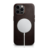 Magsafe Калъф от Естествена Кожа за iPhone 13 Pro Max, iCarer Leather Case, Кафяв (5)