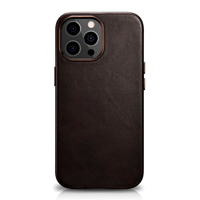 Magsafe Калъф от Естествена Кожа за iPhone 13 Pro Max, iCarer Leather Case, Кафяв (4)