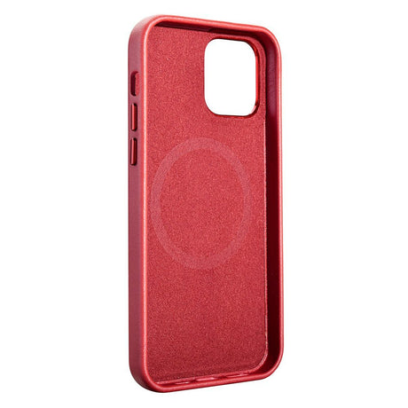 Magsafe Калъф от Естествена Кожа за iPhone 12/Pro, iCarer Leather Case, Червен (2)