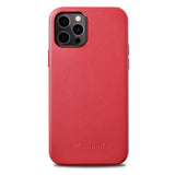 Magsafe Калъф от Естествена Кожа за iPhone 12/Pro, iCarer Leather Case, Червен