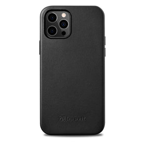 Magsafe Калъф от Естествена Кожа за iPhone 12/Pro, iCarer Leather Case, Черен