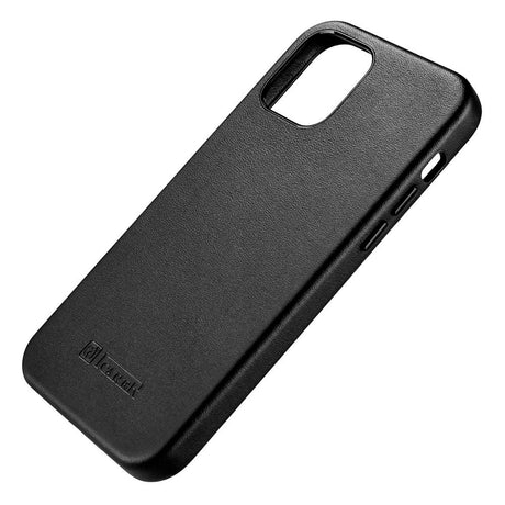 Magsafe Калъф от Естествена Кожа за iPhone 12/Pro, iCarer Leather Case, Черен (4)