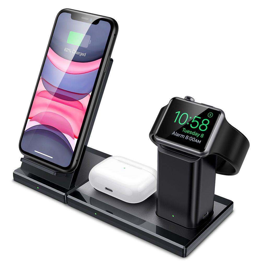 Безжично Зарядно за Apple Watch - iPhone - Airpods, ESR 3in1 10W, Черен