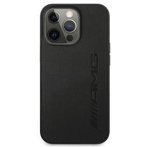 Луксозен Кожен Калъф за iPhone 13 Pro Max, Mercedes AMG Leather Case, Черен