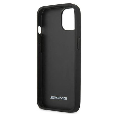 Луксозен Кожен Калъф за iPhone 13 Mini, Mercedes AMG Leather Case, Черен (5)