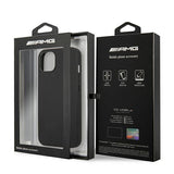 Луксозен Кожен Калъф за iPhone 13 Mini, Mercedes AMG Leather Case, Черен (6)