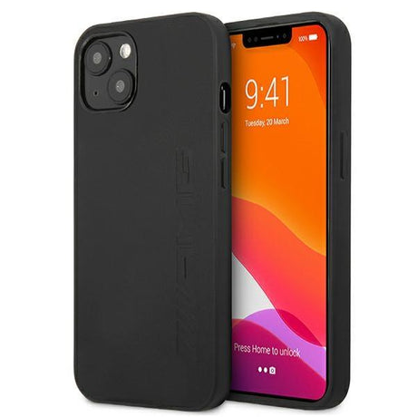 Луксозен Кожен Калъф за iPhone 13 Mini, Mercedes AMG Leather Case, Черен (2)