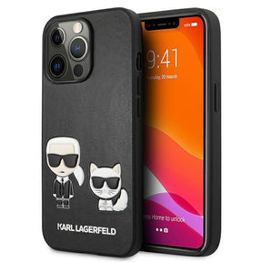 Луксозен Калъф за iPhone 13 Pro Max, Karl Lagerfeld Karl & Choupette Case, Черен