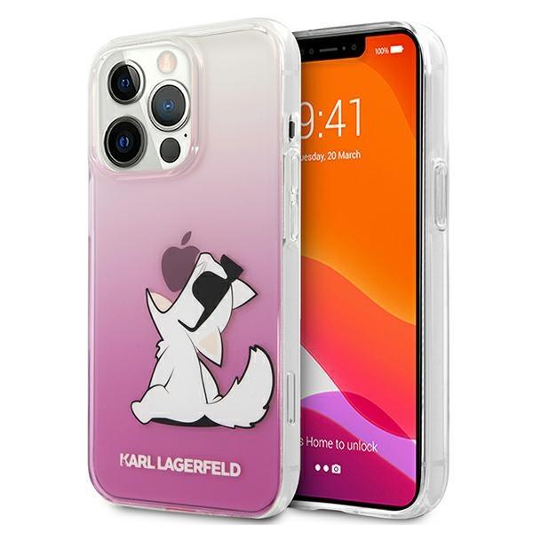 Луксозен Калъф за iPhone 13 Pro Max, Karl Lagerfeld Choupette Fun Case, Розов