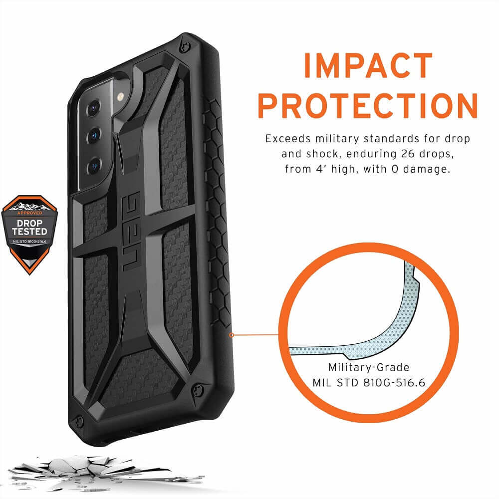 Противоударен Калъф за Samsung S21 Plus, UAG Monarch Carbon Fiber Case, Черен (5)
