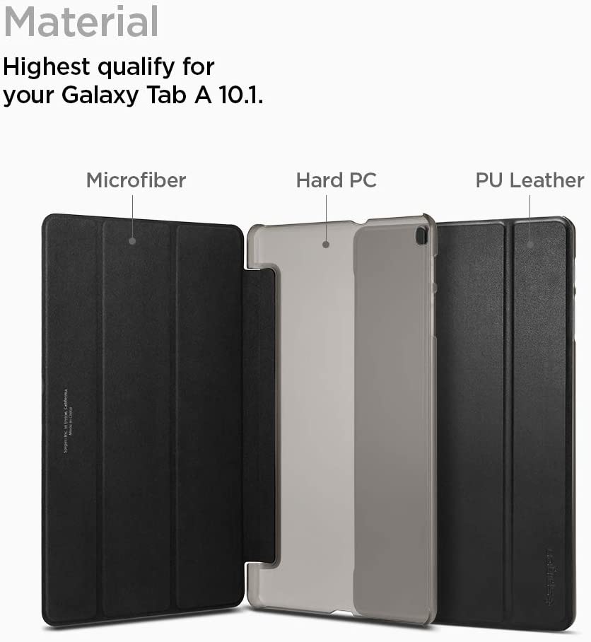 Кожен Калъф за Samsung Tab A 10.1 2019 T510/T515, Spigen Smart Fold Case, Черен (5)