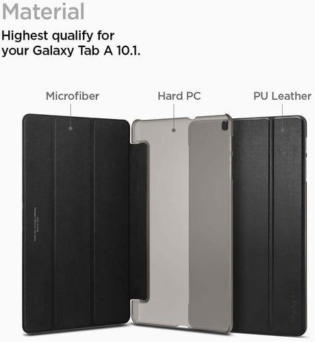 Кожен Калъф за Samsung Tab A 10.1 2019 T510/T515, Spigen Smart Fold Case, Черен (5)