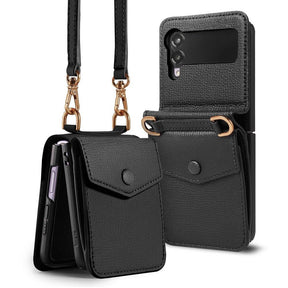 Кожен Калъф с Джоб за Samsung Z Flip 3, Ringke Folio Signature Case, Черен