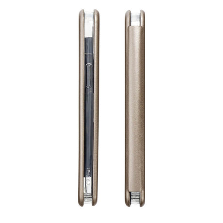 Кожен Калъф за iPhone 13 Pro, Forcell Elegance Book Case, Златист (6)