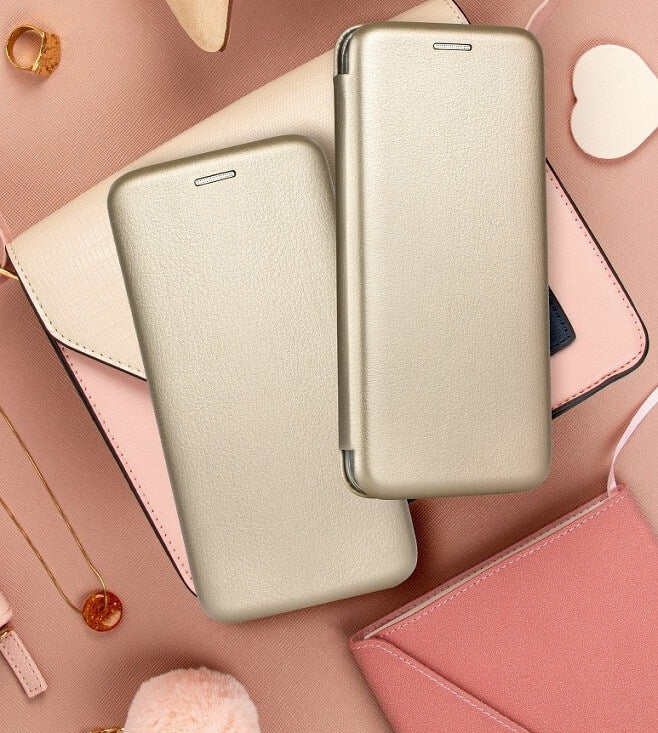 Кожен Калъф за iPhone 13 Pro, Forcell Elegance Book Case, Златист (5)