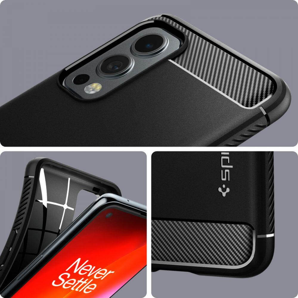 Противоударен Силиконов Калъф за Oneplus Nord 2, Spigen Rugged Armor Case, Черен (4)