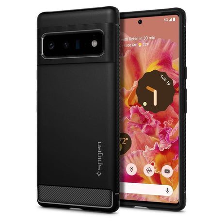 Противоударен Силиконов Калъф за Google Pixel 6 Pro, Spigen Rugged Armor Case, Черен