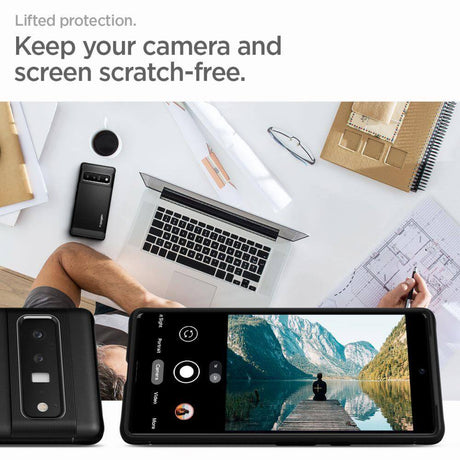 Противоударен Силиконов Калъф за Google Pixel 6 Pro, Spigen Rugged Armor Case, Черен (8)