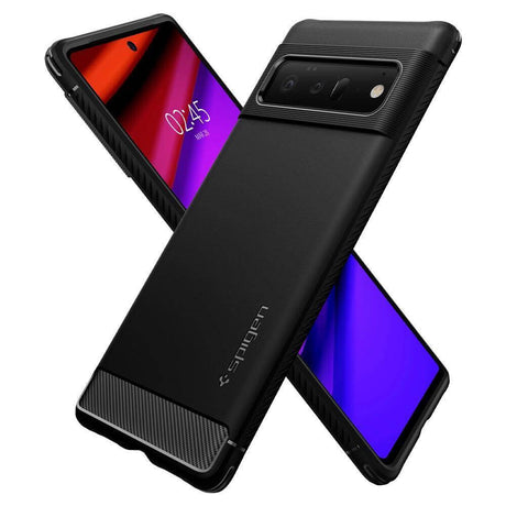 Противоударен Силиконов Калъф за Google Pixel 6 Pro, Spigen Rugged Armor Case, Черен (2)