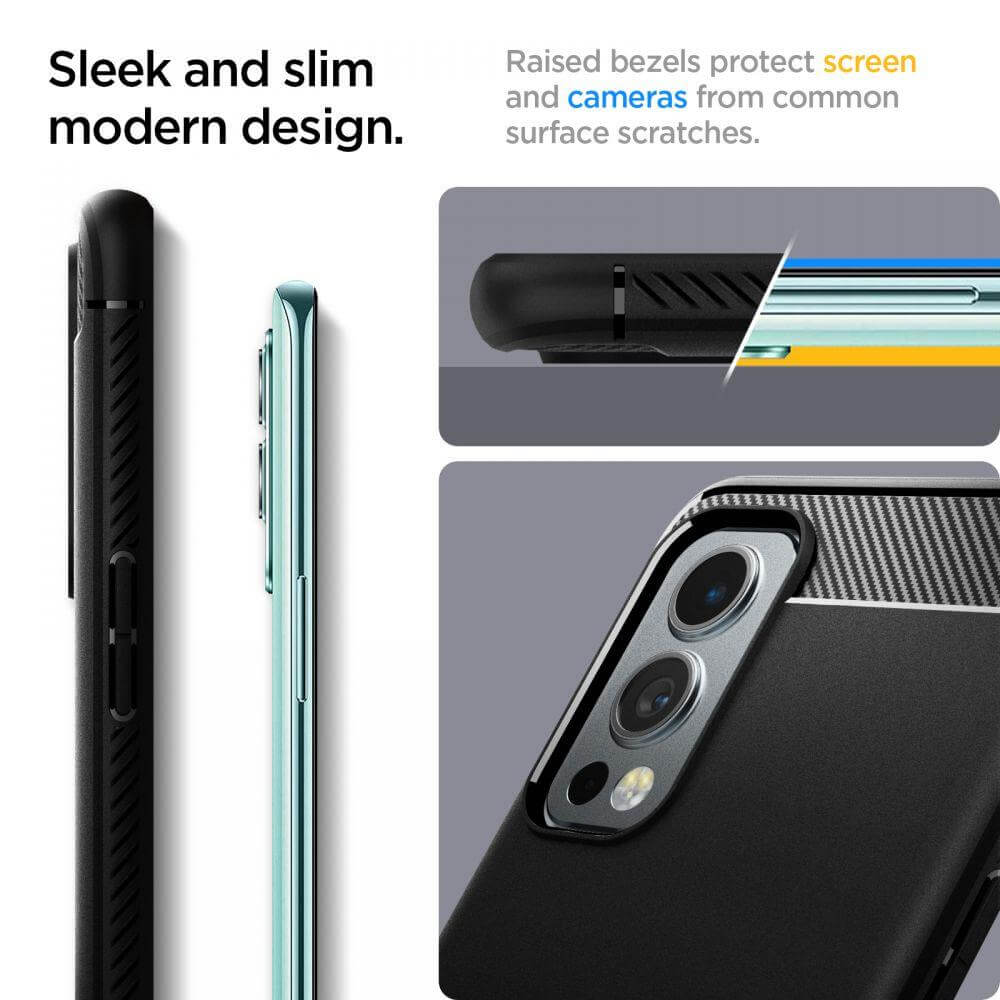 Противоударен Силиконов Калъф за Oneplus Nord 2, Spigen Rugged Armor Case, Черен (2)