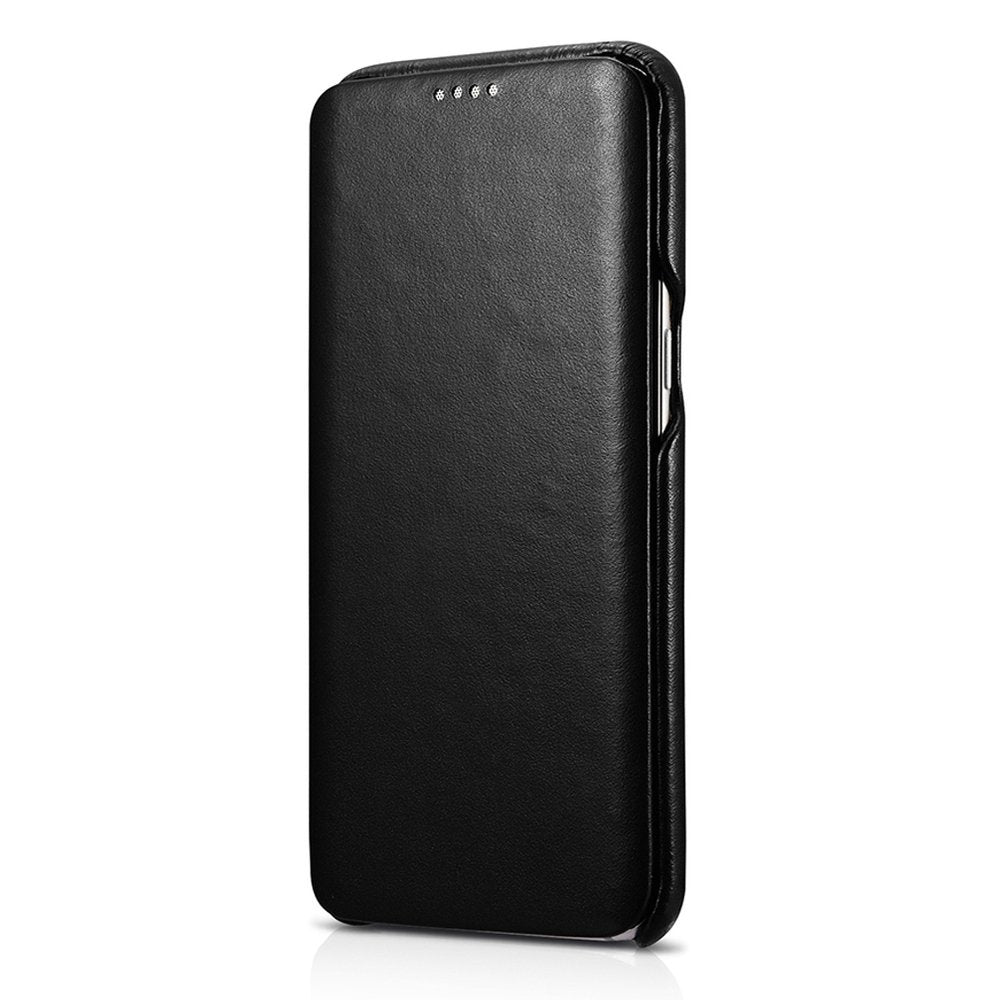 Калъф от Естествена Кожа за Samsung S8, iCarer Leather Book Case, Черен