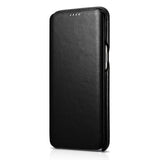 Калъф от Естествена Кожа за Samsung S8, iCarer Leather Book Case, Черен