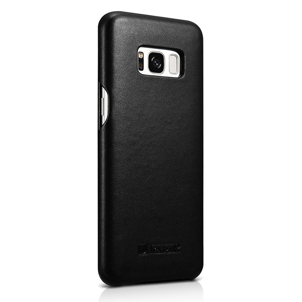 Калъф от Естествена Кожа за Samsung S8, iCarer Leather Book Case, Черен (2)