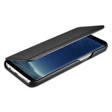 Калъф от Естествена Кожа за Samsung S8, iCarer Leather Book Case, Черен (5)